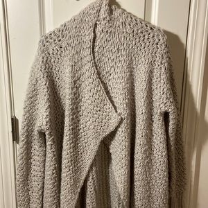 GRAY KNITTED CARDIGAN LONG SWEATER